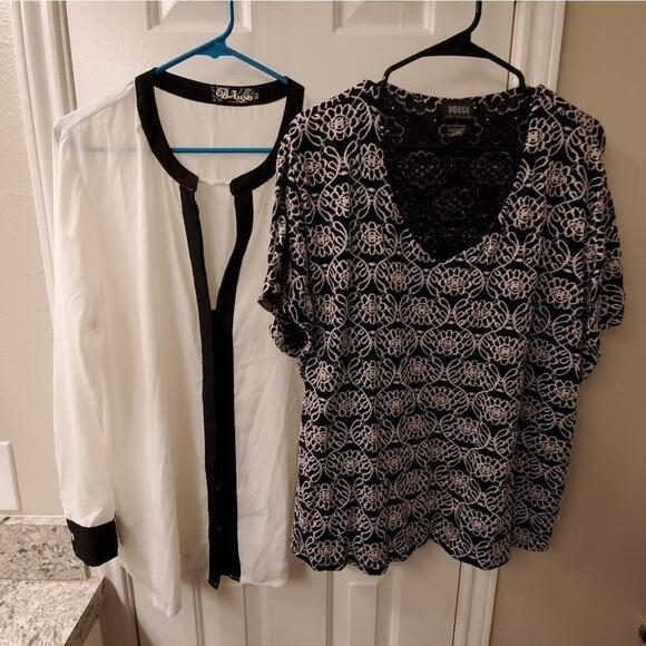 BUNDLE OF black and white plus size shirts 2X‎ - Picture 1 of 5